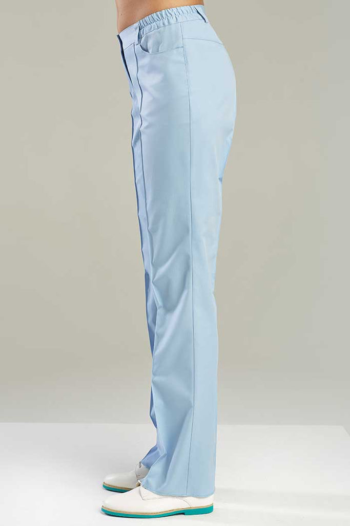 Rovné dámské zdravotnické kalhoty v modré barvě. Medireina zdravotnické oděvy.